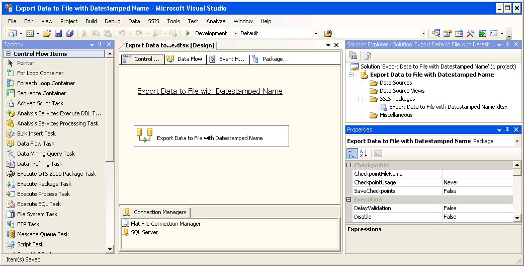 Including the Date in a Filename in SSIS using an Expression image 1